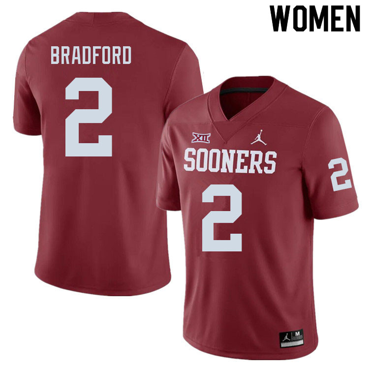 Women #2 Tre Bradford Oklahoma Sooners College Football Jerseys Sale-Crimson